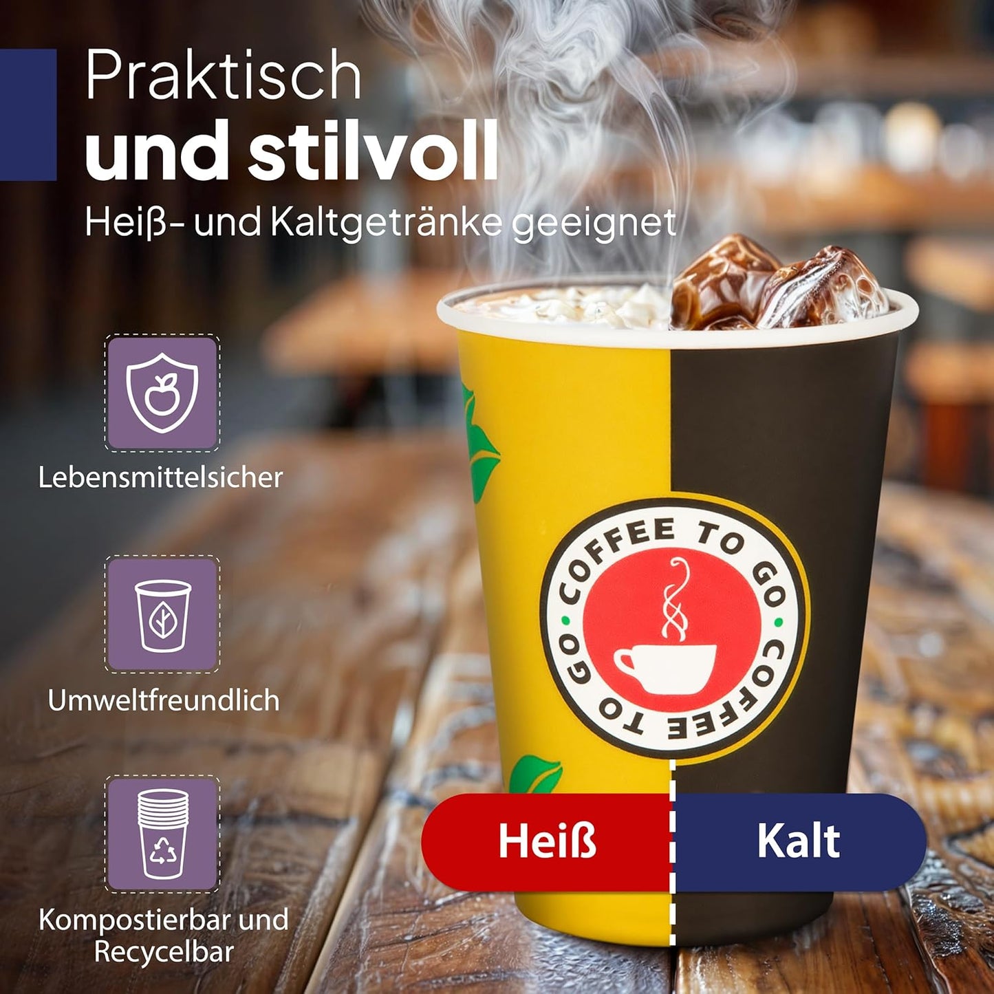Inoverse 1000 Stück Pappbecher, Einweg Coffee to Go Becher, 200Ml Kaffee to Go Becher Pappe, 8Oz Trinkbecher Für Tee, Einwegbecher, Papierbecher, Kaffeetassen