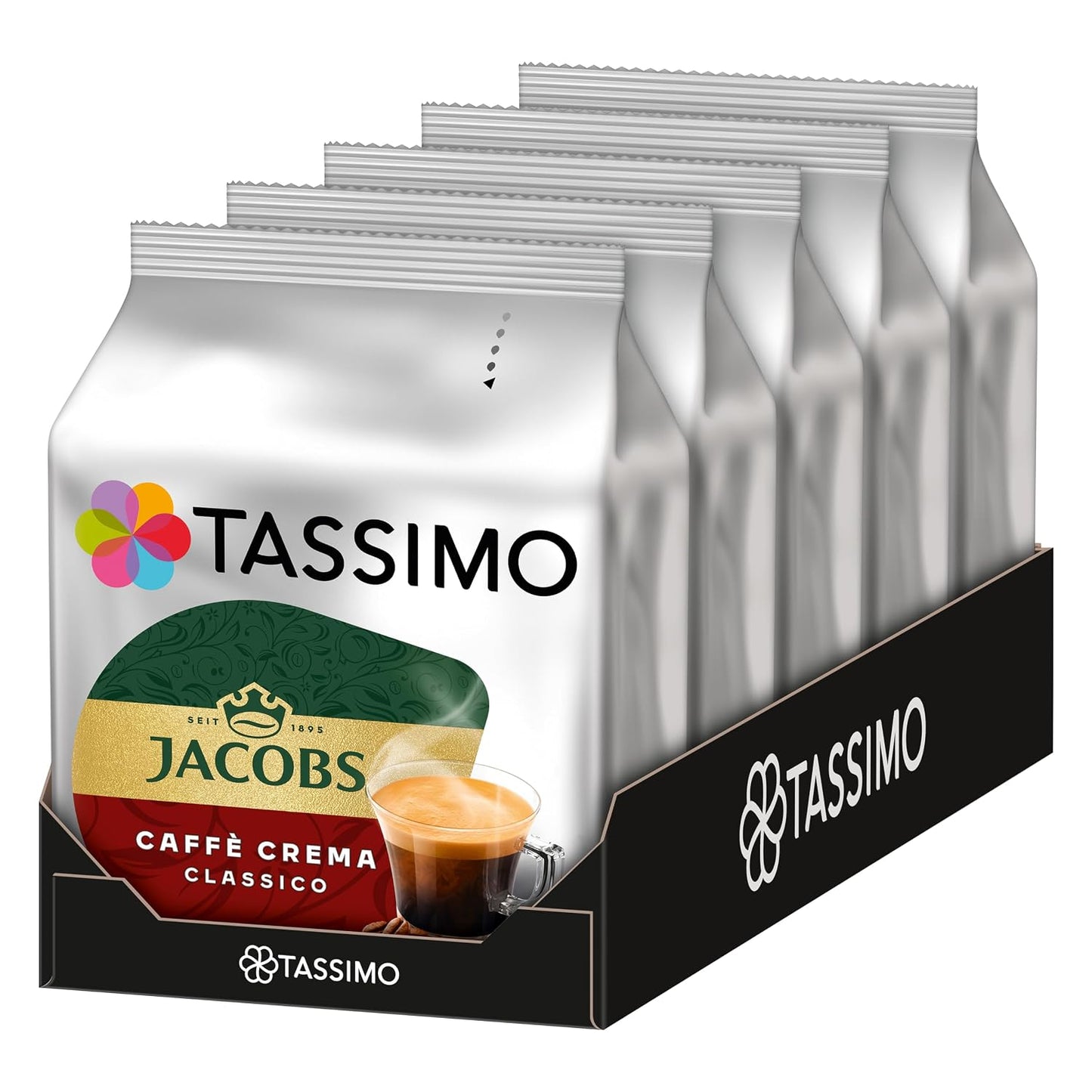 Tassimo Kapseln Jacobs Caffè Crema Classico, 5 X 16 Pads, 80 Kaffeekapseln