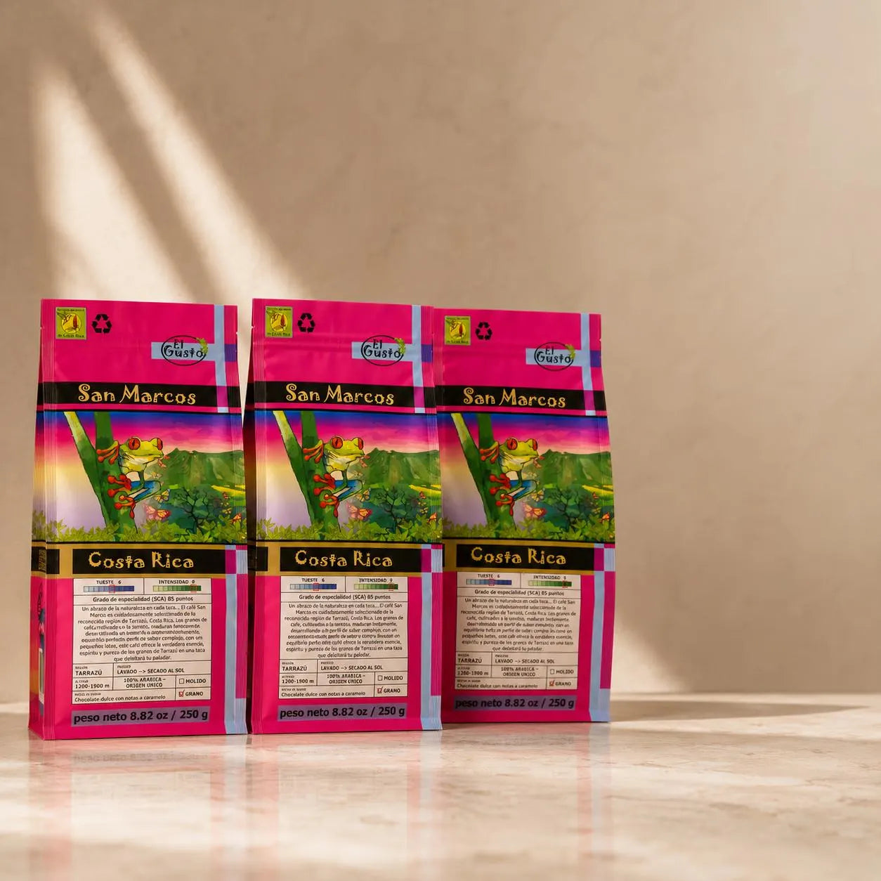 Kaffee-Geschenkset 3 × 250 g – Costa Rica Spezialitätenkaffee als ganze Bohne (Trio) – Preisgekrönter San Marcos Arabica – Geschenkbox für Kaffeeliebhaber, Damen & Herren