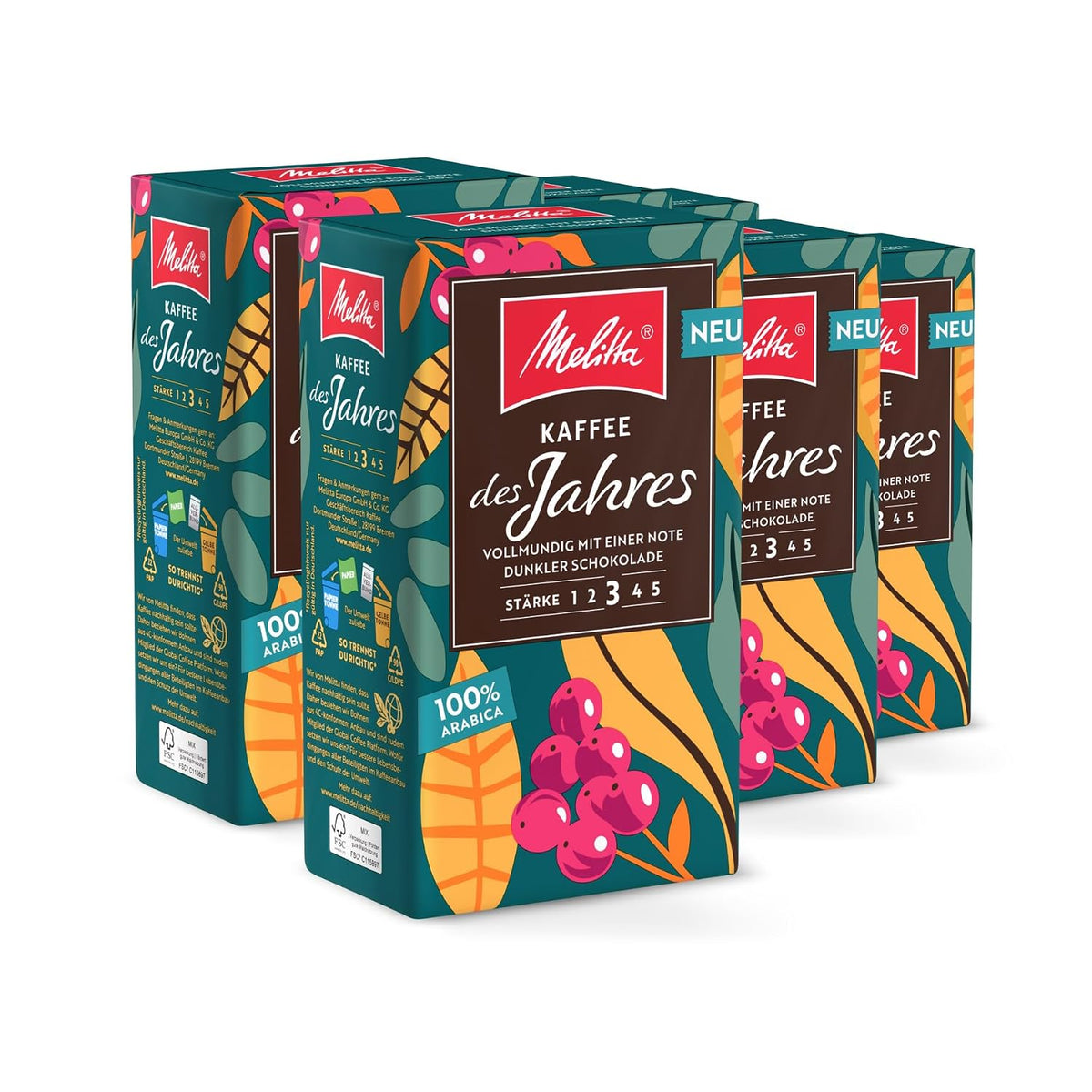 Melitta Der Kräftige, Filterkaffee, Stärke 4/5, 12 X 500G