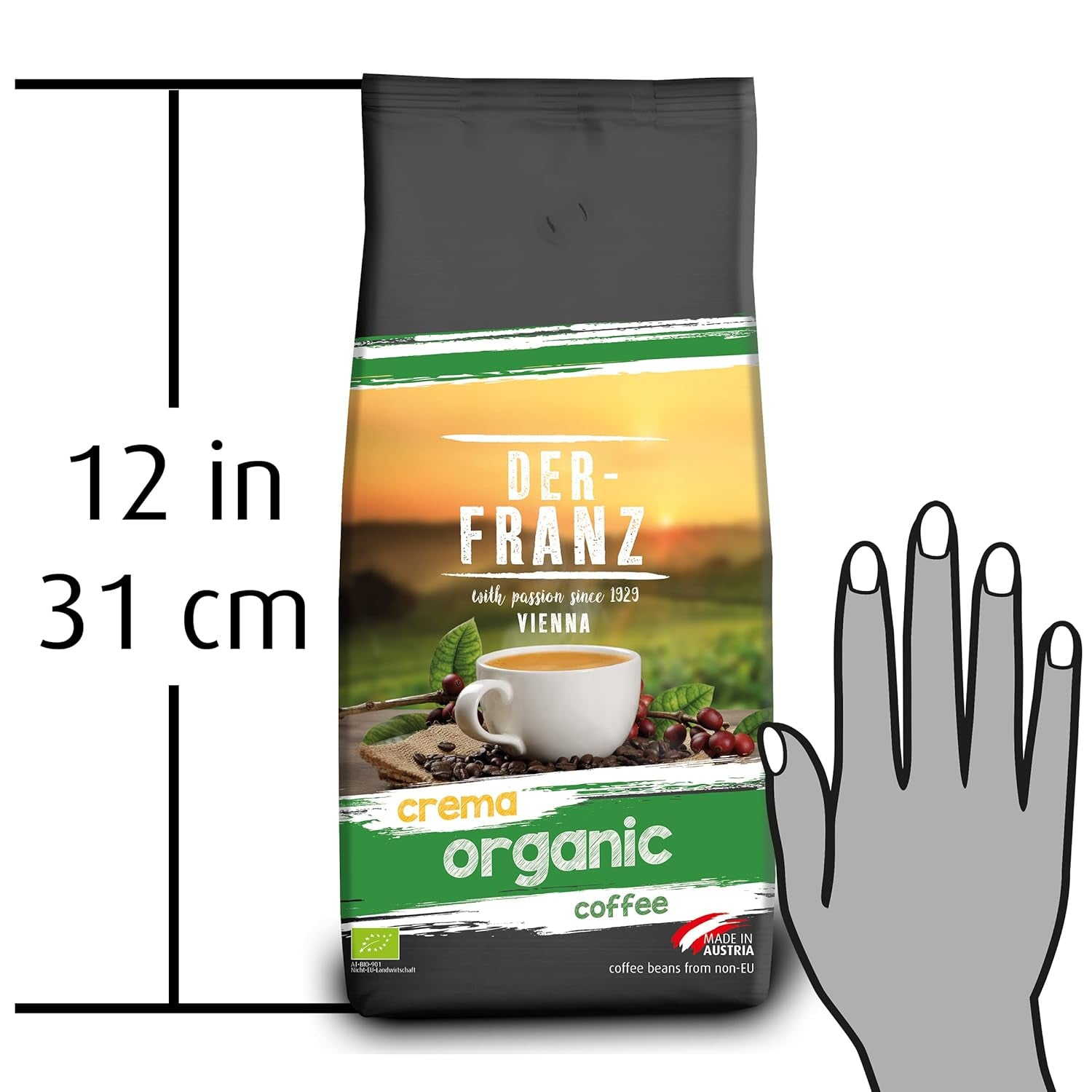 Der-Franz Crema Bio Kaffee, Ganze Bohne, 1000 G