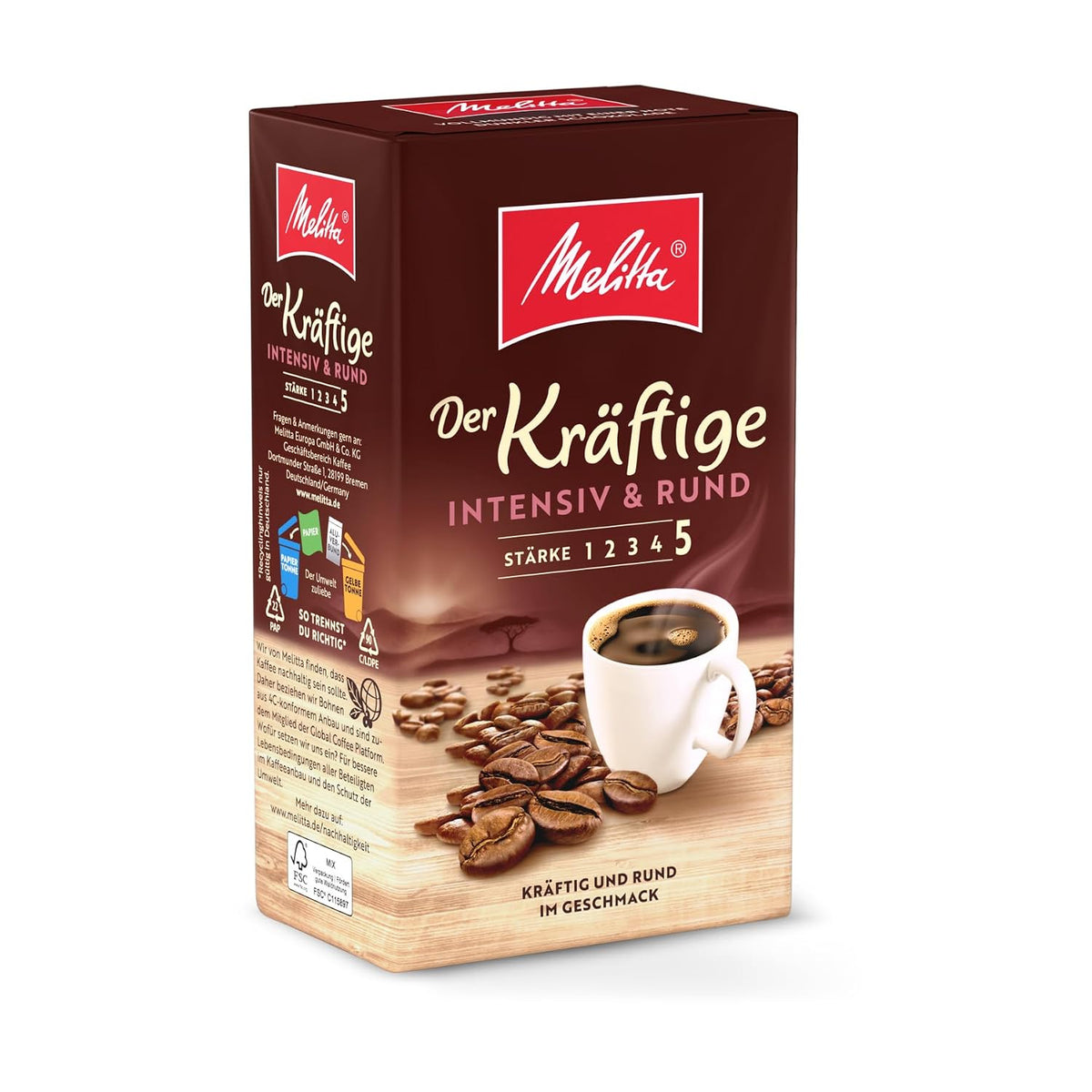 Melitta Der Kräftige, Filterkaffee, Stärke 4/5, 12 X 500G