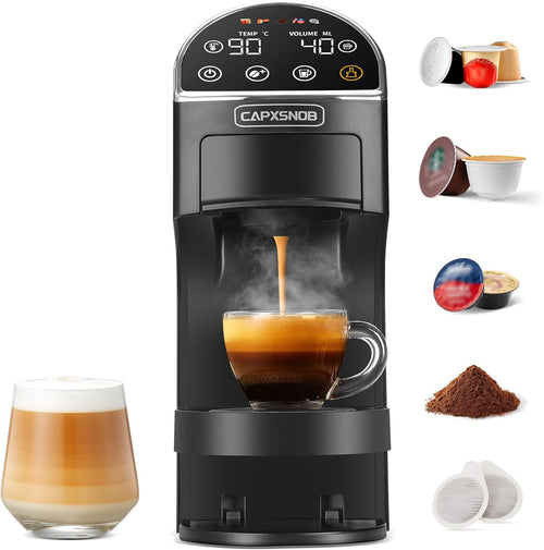 Magician2 5 in 1 Kapselmaschine Für Nespresso, Dolce Gusto, Lavazza a Modo Mio, ESE 44 Pads Und Kaffeepulver, 20 Bars, 1400W, 1,2 L, Led-Display, Espressomaschine | Kaffeemaschine Für Zuhause Und Büro