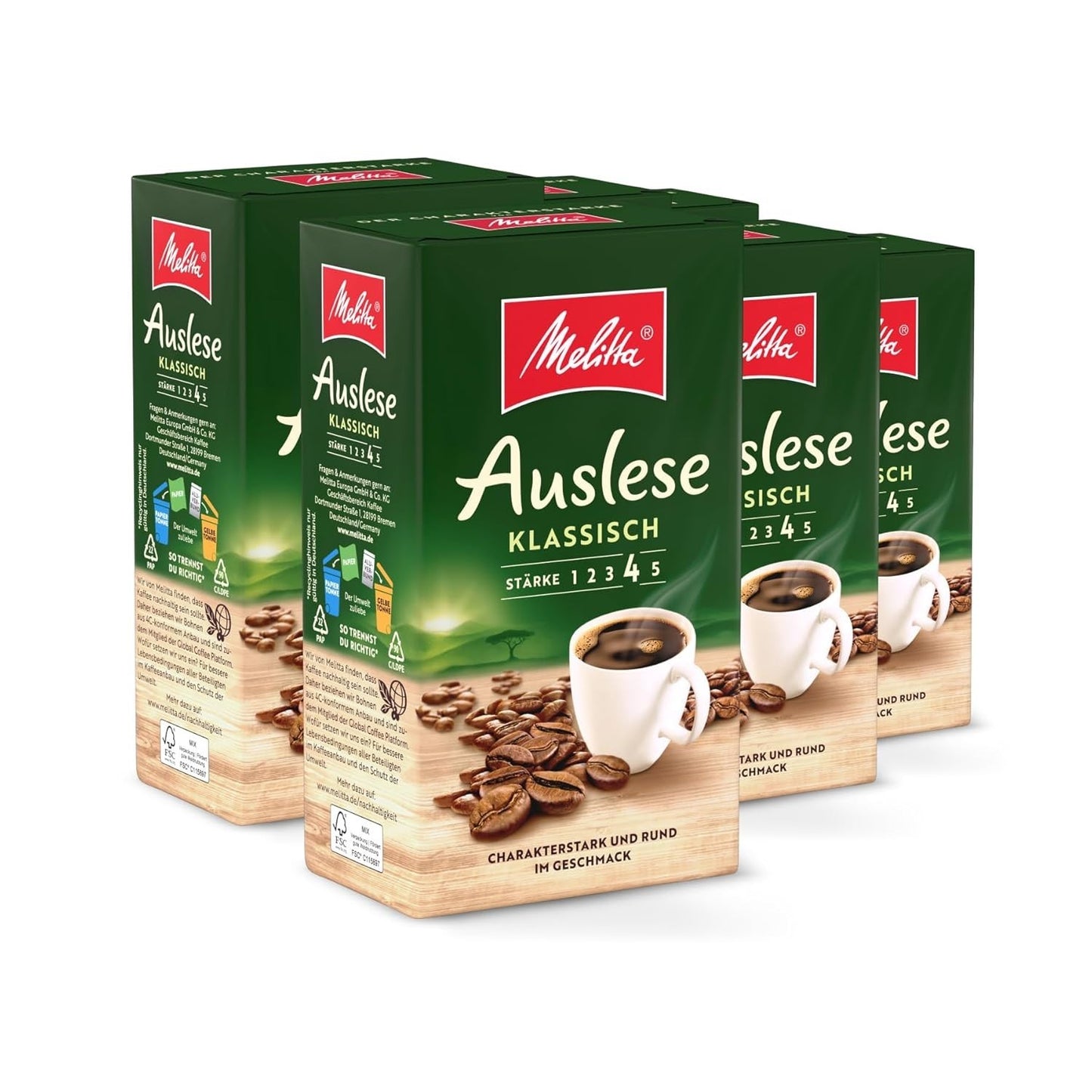 Melitta Auslese Filter-Kaffee 6 X 500G, Gemahlen, Pulver Für Filterkaffeema