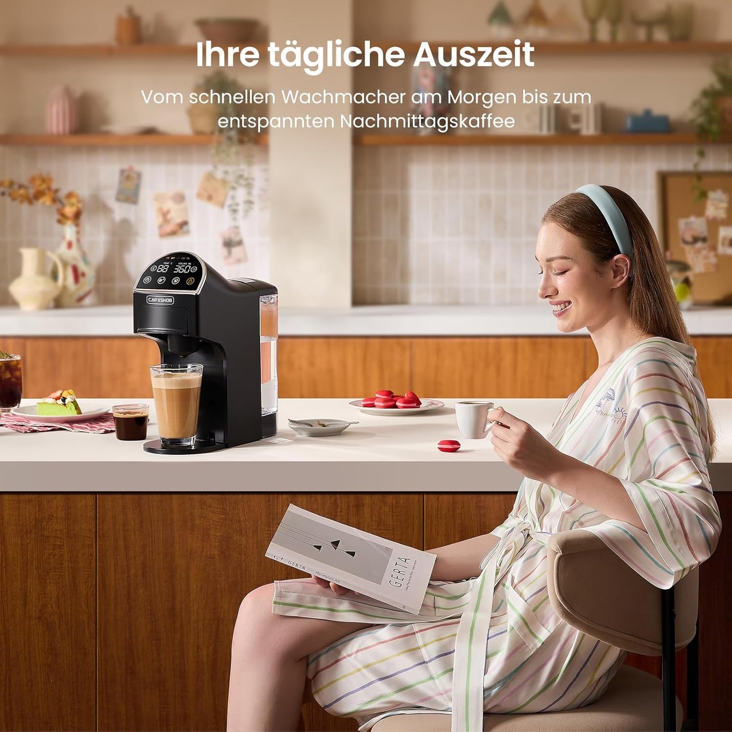 Magician2 5 in 1 Kapselmaschine Für Nespresso, Dolce Gusto, Lavazza a Modo Mio, ESE 44 Pads Und Kaffeepulver, 20 Bars, 1400W, 1,2 L, Led-Display, Espressomaschine | Kaffeemaschine Für Zuhause Und Büro