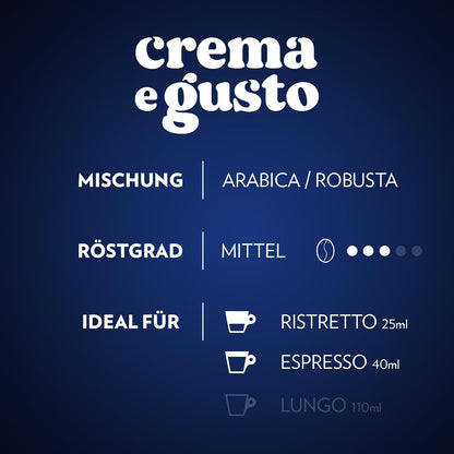 Lavazza Crema E Gusto, Cremiges Espresso-Erlebnis Mit Noten Von Nüssen Und Schokoladen-Aroma, 10X10 Kapseln, Nespresso Kompatibel