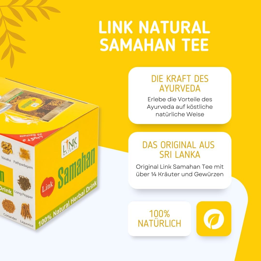Link Natural Samahan Tee – Direktversand Aus Deutschland – 100% Authentischer Ayurvedischer Kräutertee – 25 Beutel (100G)