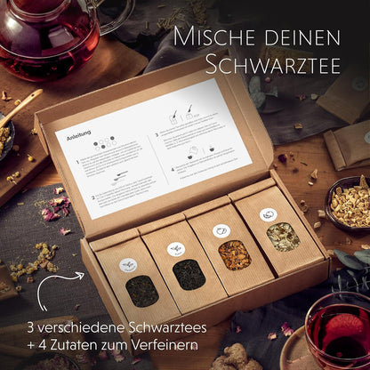 Tee Selber Mischen Set Geschenk Mit Schwarztee - BIO Schwarzer Tee Geschenkset Mit 7 Leckeren Tee-Sorten Zum DIY Teemischung Selber Machen