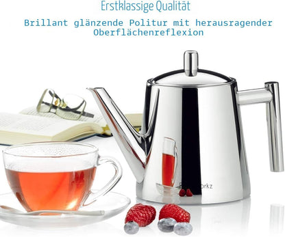 Easyworkz Teekanne Mit Siebeinsatz 1500Ml Edelstahl,Teebereiter Für Alle Früchte, Kräuter- Und Infusionstee