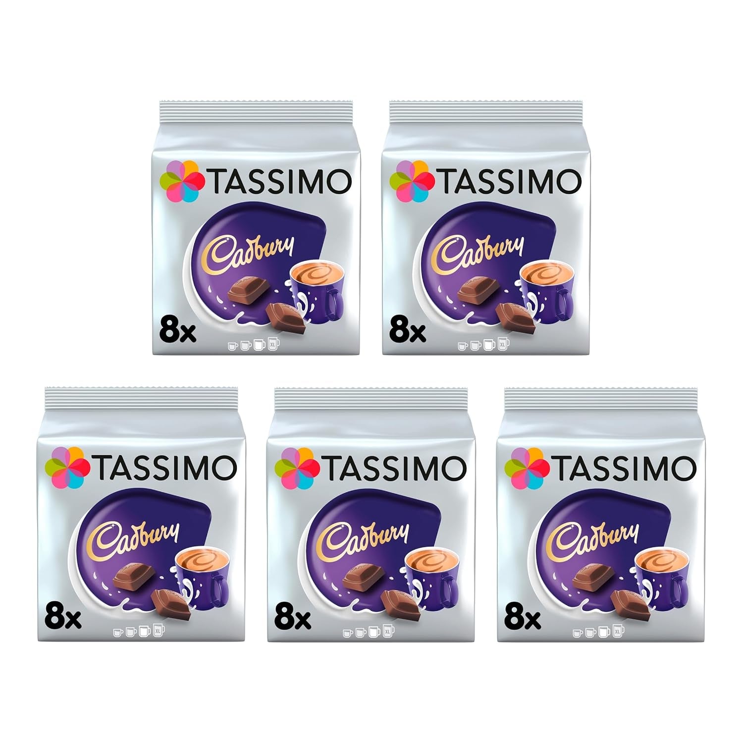 Tassimo Kapseln Cadbury Hot Chocolate 40 Kaffeekapseln, 5Er Pack, 5 X 8 Getränke