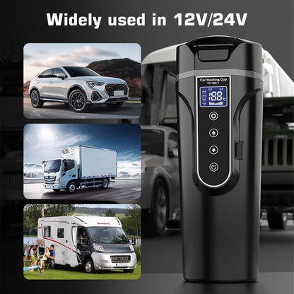 12V 24V Auto Heizbecher Reise Heizung Tasse Kaffee Wasserkocher Becher LCD 500ML