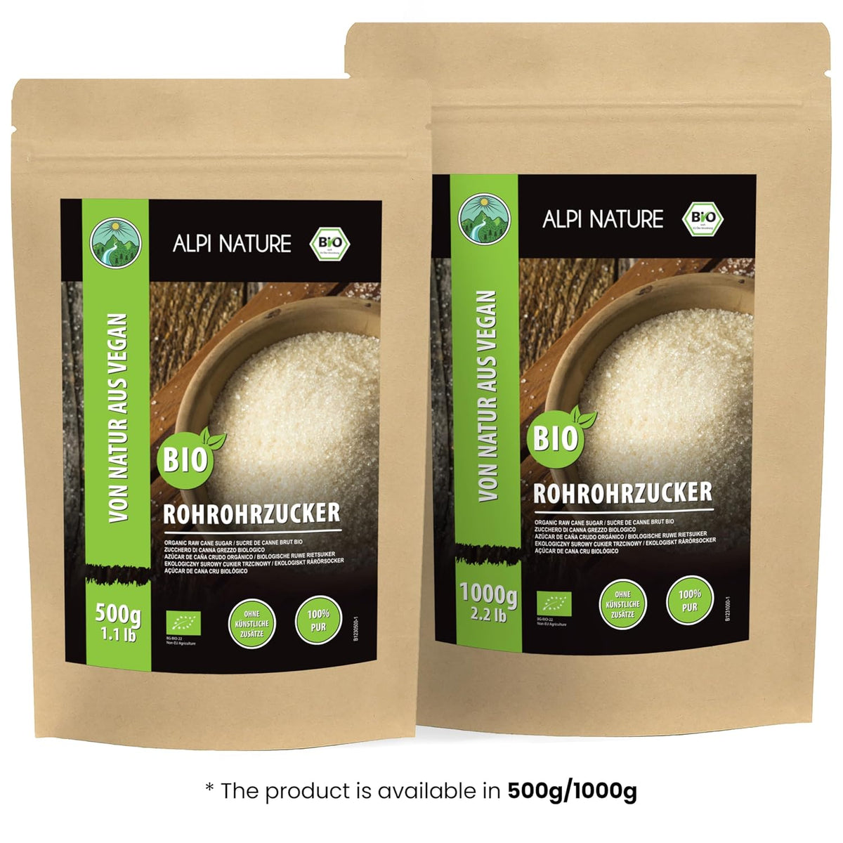 Alpi Nature Rohrohrzucker BIO 500G, Rohrzucker Braun, Brauner Rohrzucker