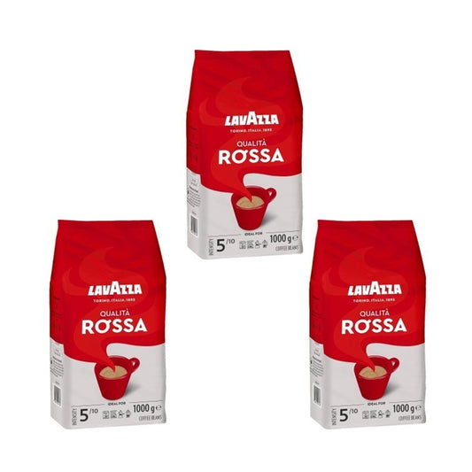 3X 1000G Lavazza Caffè Rossa Ganze Bohnen Intensity 5/10 Roast