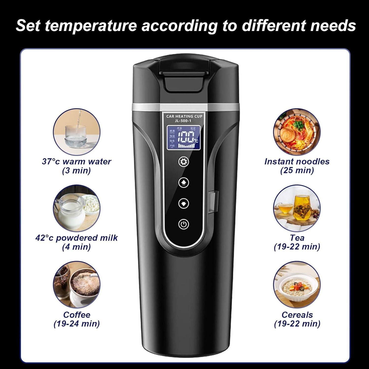 12V 24V Auto Heizbecher Reise Heizung Tasse Kaffee Wasserkocher Becher LCD 500ML
