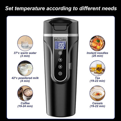 12V 24V Auto Heizbecher Reise Heizung Tasse Kaffee Wasserkocher Becher LCD 500ML