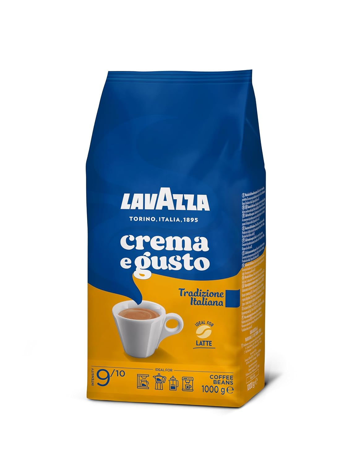 Lavazza, Crema E Gusto Tradizione Italiana, Geröstete Kaffeebohnen, Mit Würzigen Aromatischen Noten, Ideal Für Einen Espresso, Arabica Und Robusta Kaffeebohnen, 1 Kg Packung