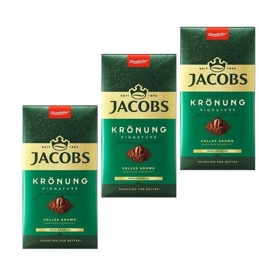 Jacobs Krönung Gemahlen Volles Aroma 3 X 500G – 100% Arabica Kaffee