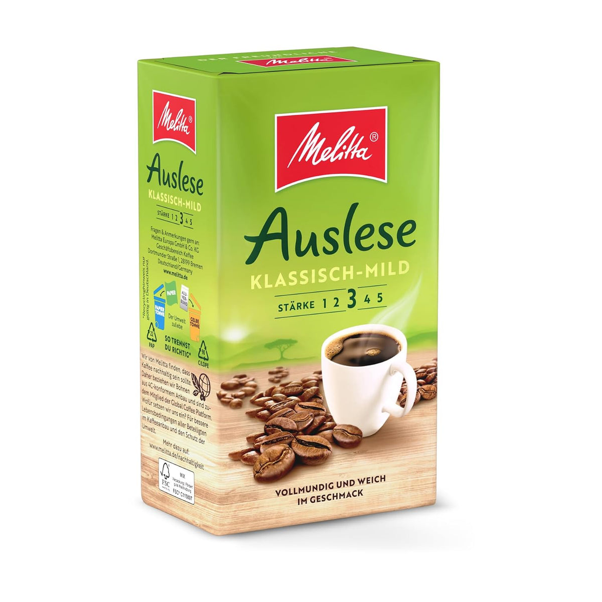 Melitta Der Kräftige, Filterkaffee, Stärke 4/5, 12 X 500G