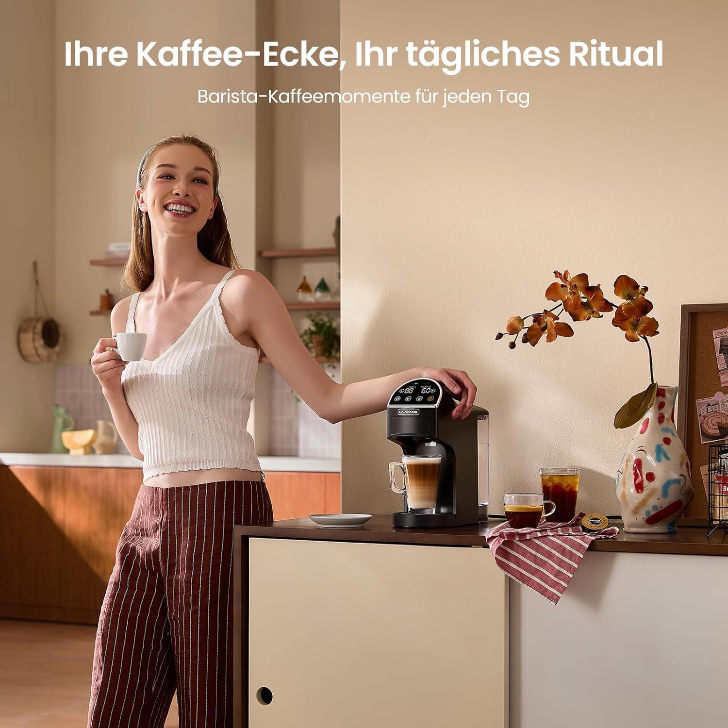Magician2 5 in 1 Kapselmaschine Für Nespresso, Dolce Gusto, Lavazza a Modo Mio, ESE 44 Pads Und Kaffeepulver, 20 Bars, 1400W, 1,2 L, Led-Display, Espressomaschine | Kaffeemaschine Für Zuhause Und Büro