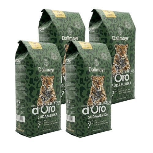 4x Dallmayr Crema d’Oro Südamerika 1 kg Ganze Bohnen Kaffee 4 kg