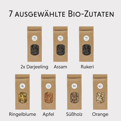 Tee Selber Mischen Set Geschenk Mit Schwarztee - BIO Schwarzer Tee Geschenkset Mit 7 Leckeren Tee-Sorten Zum DIY Teemischung Selber Machen