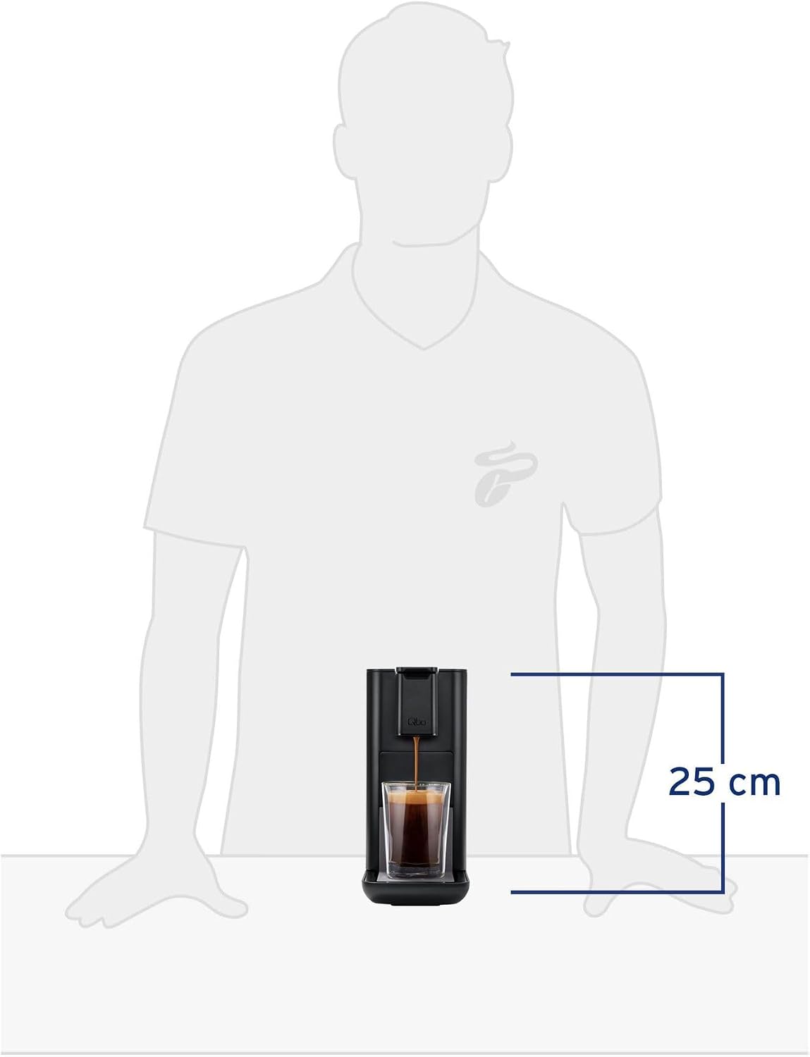 Tchibo Qbo ICONIC Premium Kapselmaschine Inkl. 16 Recyclebare Qbo Kapseln Für Espresso, Caffè Und Caffè Grande, Kompaktes, Innovatives Design, Dark Chrome