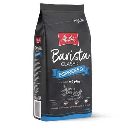 Melitta Barista Classic Espresso, Ganze Kaffee-Bohnen 1Kg, Ungemahlen, Kaffeebohnen Für Kaffee-Vollautomat, Kräftige Röstung, Stärke 5 (Packung Mit 2)