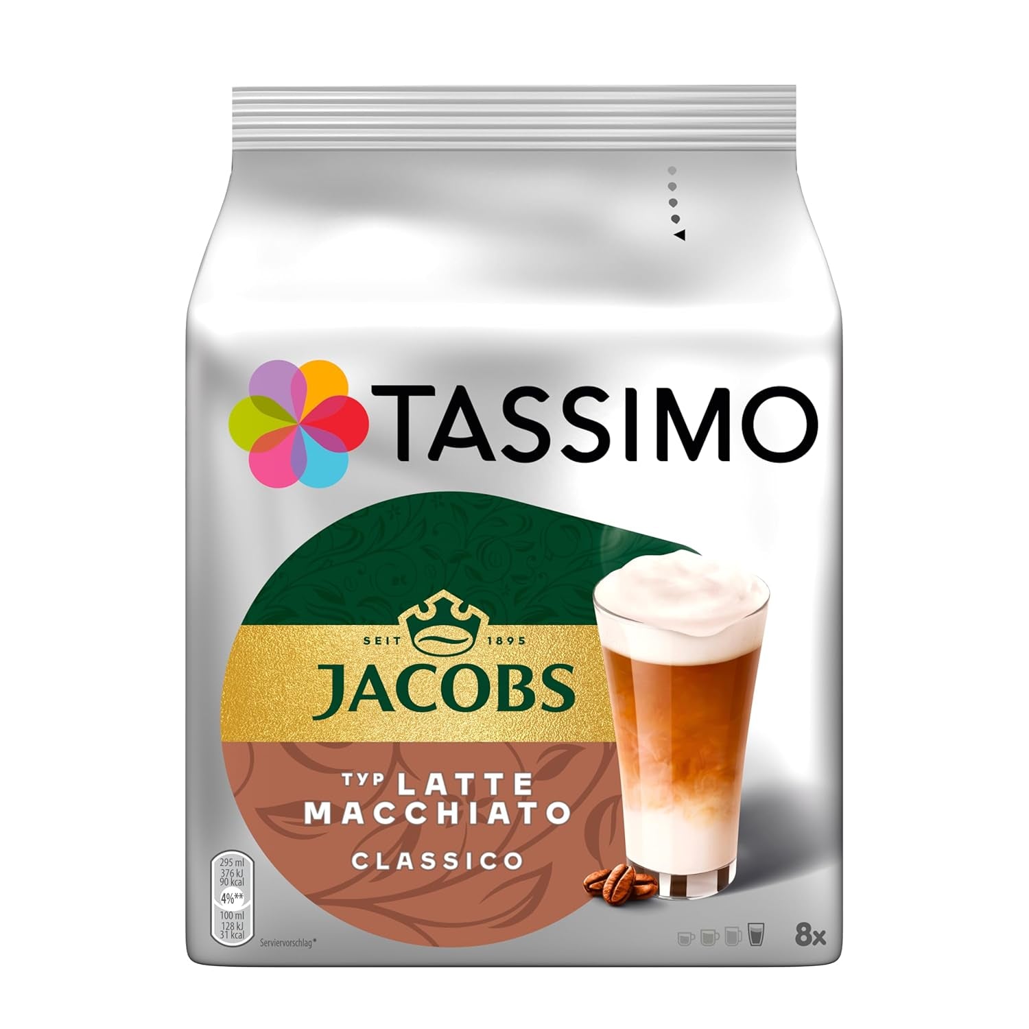 Tassimo Kapseln Jacobs Typ Latte Macchiato Classico, 5 X 8 Pads, 40 Kaffeekapseln