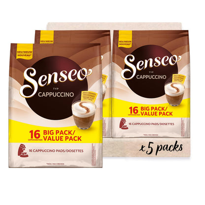Senseo Pads Cappuccino, Vorratspackung, 5 X 16 Getränke, 80 Kaffeepads