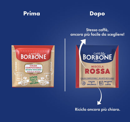 Caffè Borbone Kompostierbare Kaffeepads, Rote Kaffeemischung - 150 - Kompatibel Mit ESE System Papier 44 Mm