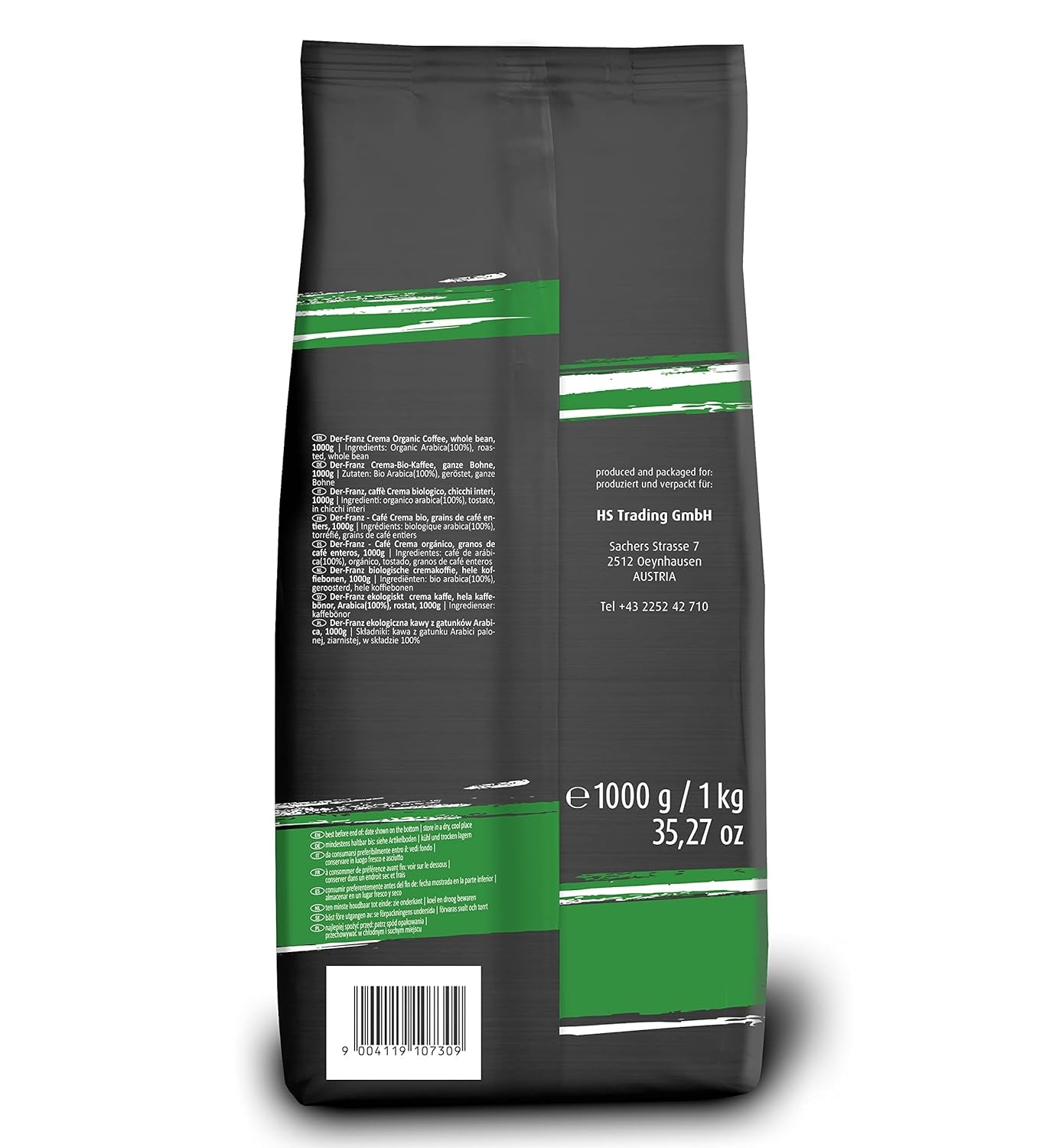 Der-Franz Crema Bio Kaffee, Ganze Bohne, 1000 G