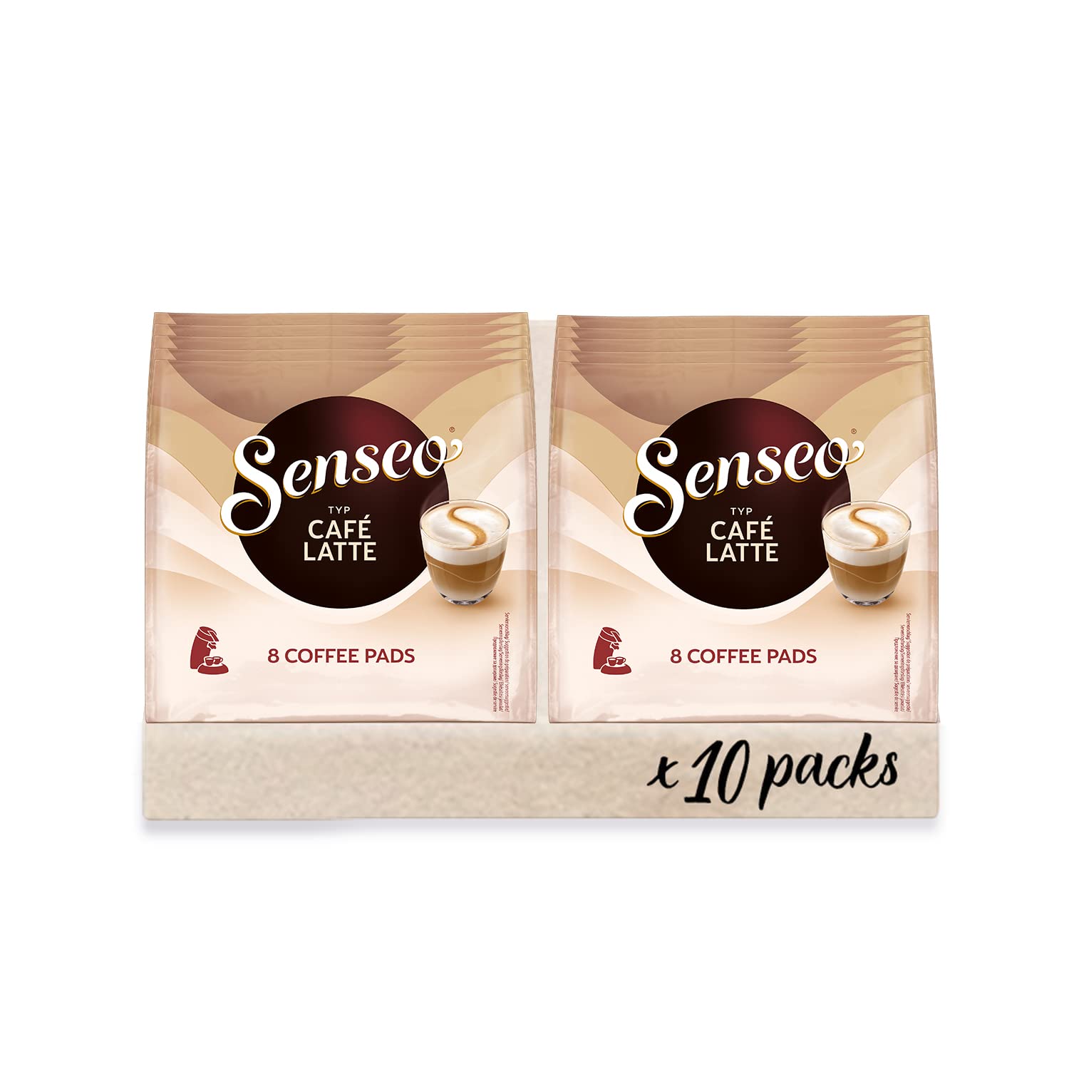 Senseo Pads Café Latte, Medium Roast, 80 Kaffeepads, 10 X 8 Getränke