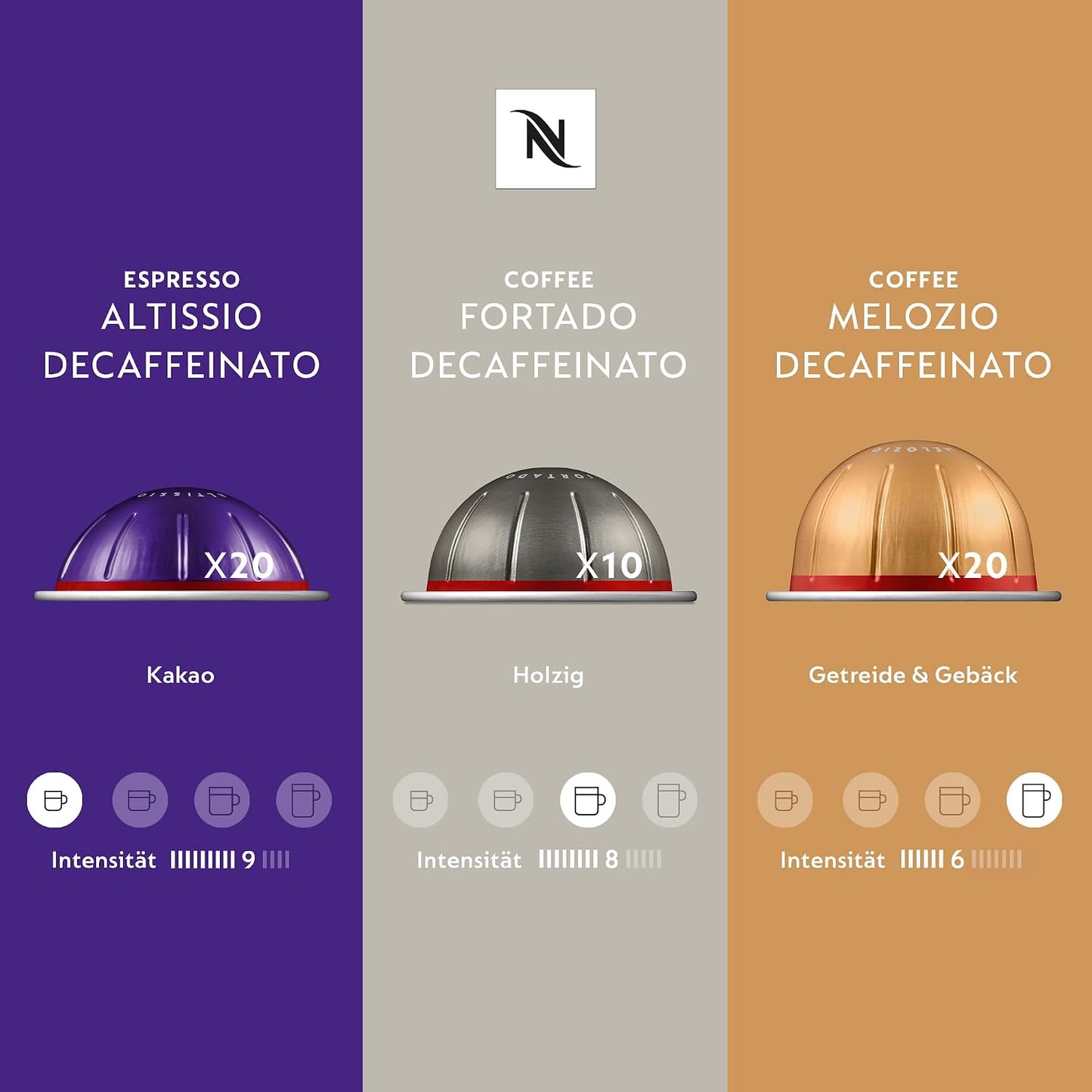 NESPRESSO VERTUO Decaffeinato Auswahl 50 Kaffeekapseln