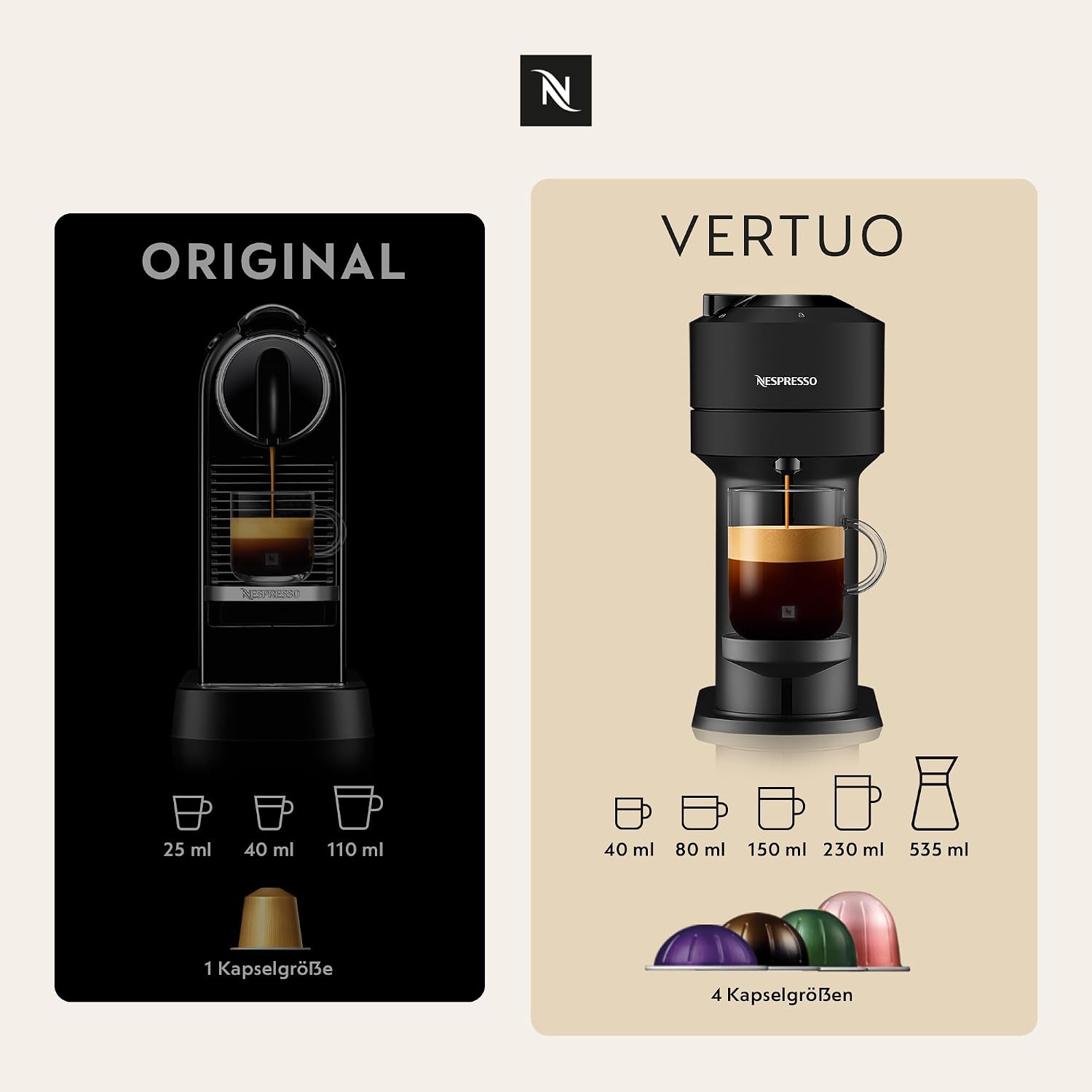 NESPRESSO VERTUO Decaffeinato Auswahl 50 Kaffeekapseln
