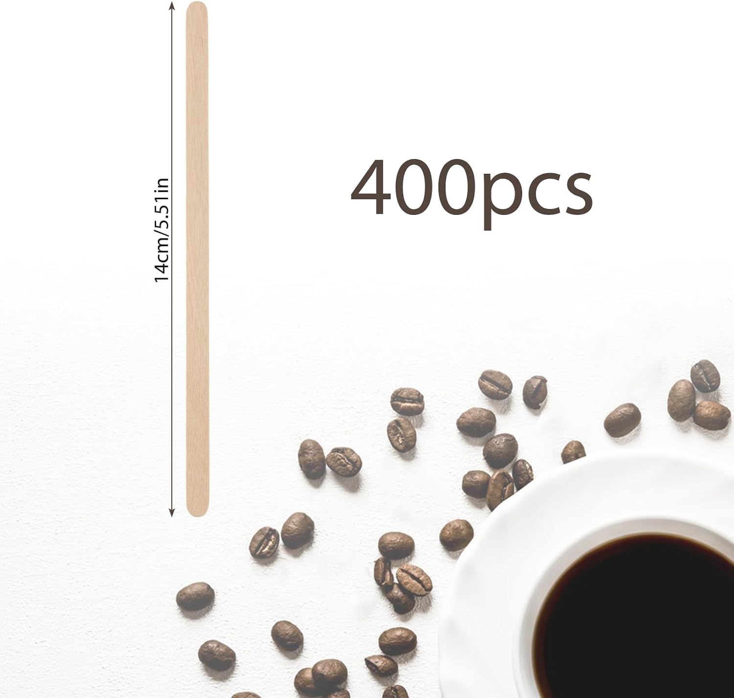 400 Stück Kaffeerührstäbchen, Verdickter Rührstäbchen 14 Cm Lange Aus Holz, Einweg Kaffeestäbchen Biologisch Abbaubar, Kaffee- Und Tee-Rührstäbe Für Kaffee Cocktails Heißes Getränk