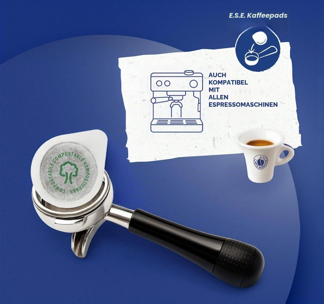 Caffè Borbone Kompostierbare Kaffeepads, Rote Kaffeemischung - 150 - Kompatibel Mit ESE System Papier 44 Mm