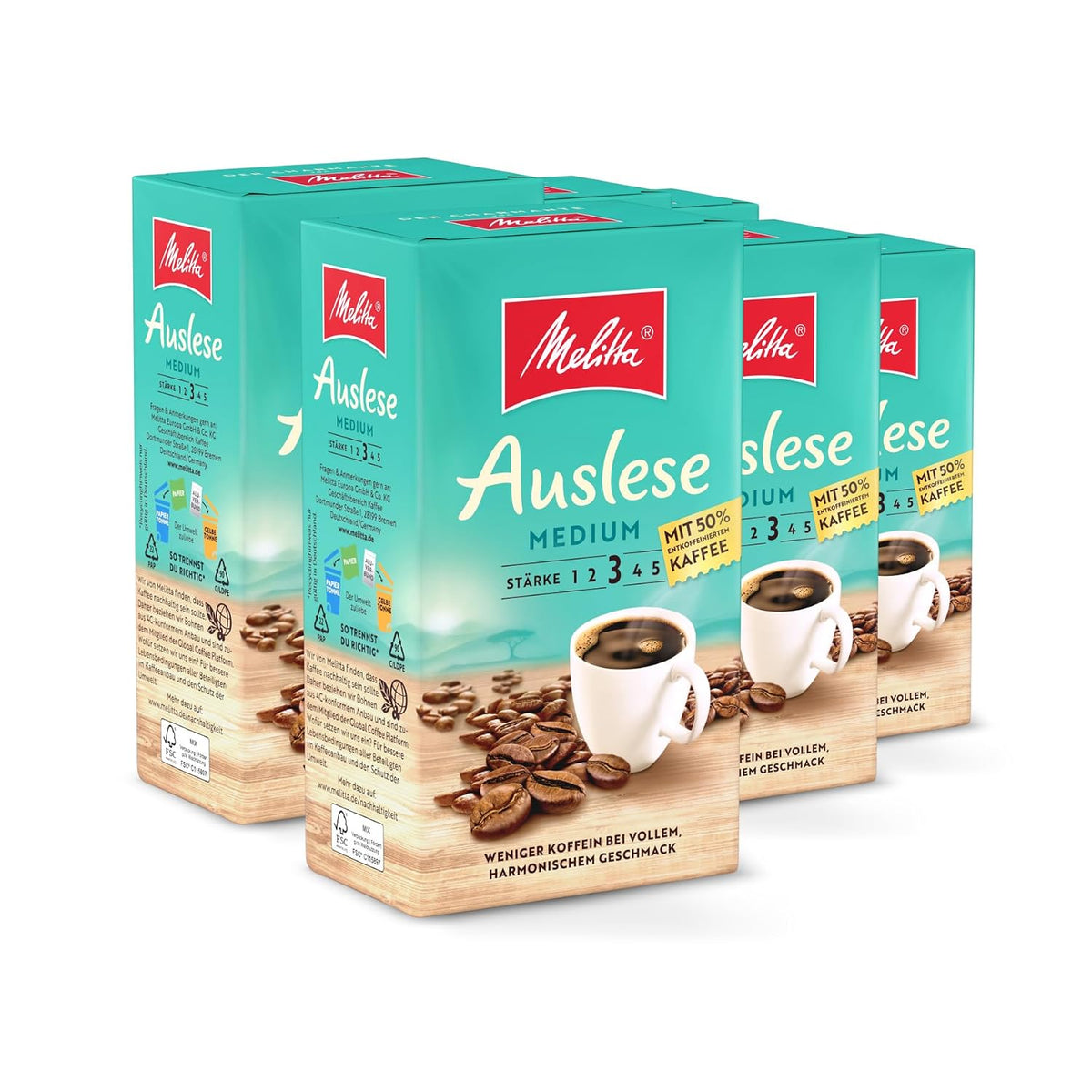 Melitta Der Kräftige, Filterkaffee, Stärke 4/5, 12 X 500G