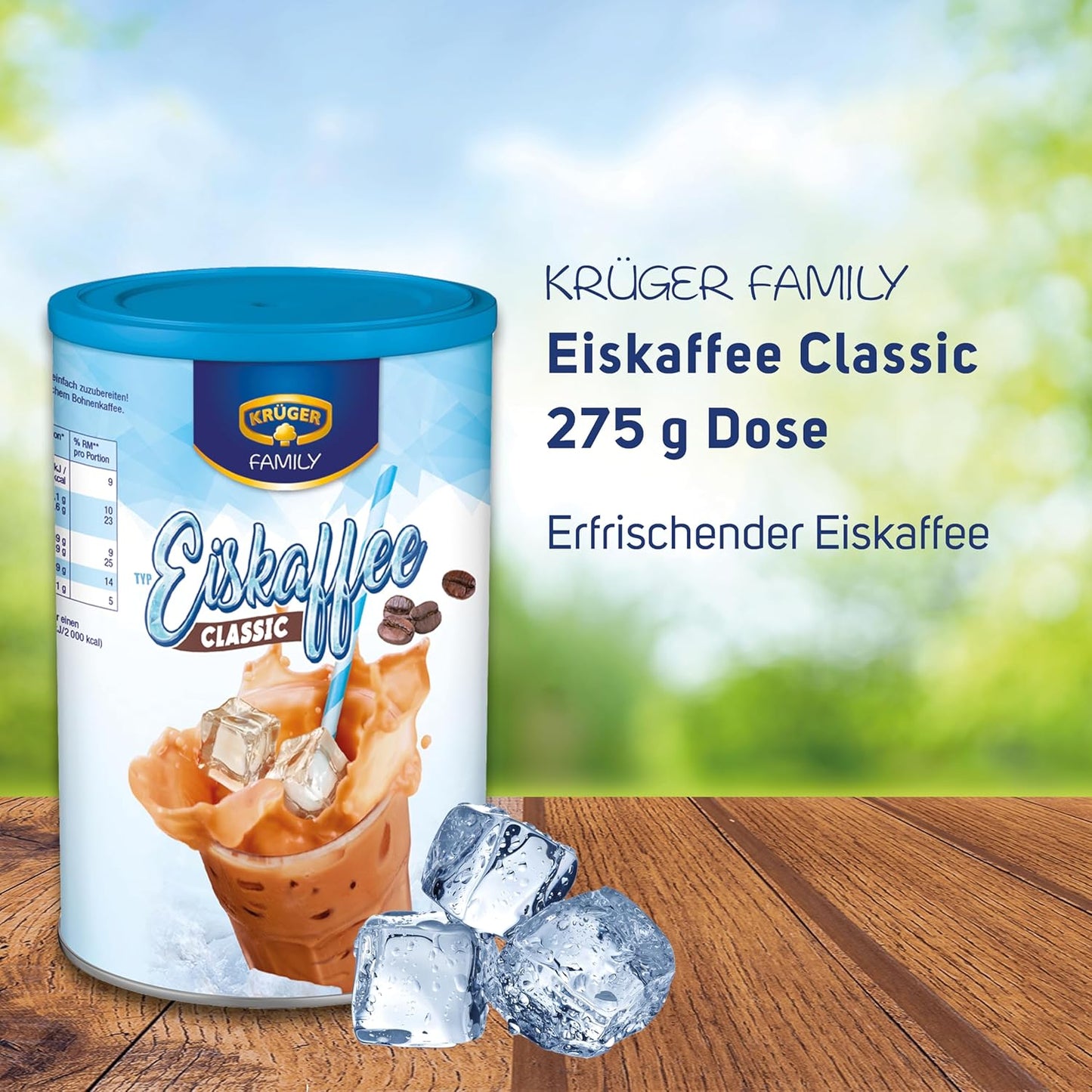 KRÜGER Family Eiskaffee Classic, Instantkaffee Für Eine Eiskalte Erfrischung, 275G Dose