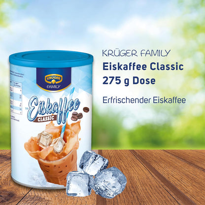 KRÜGER Family Eiskaffee Classic, Instantkaffee Für Eine Eiskalte Erfrischung, 275G Dose
