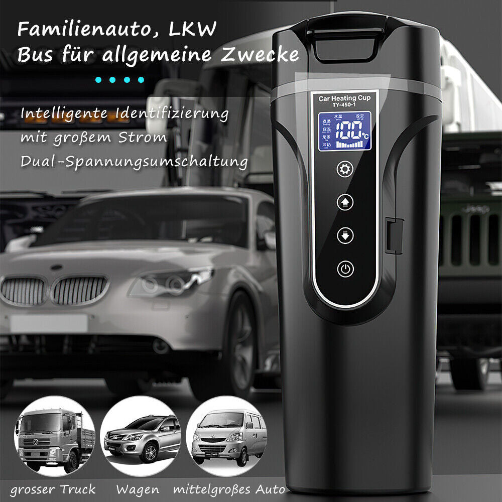 12V 24V Auto Heizbecher Reise Heizung Tasse Kaffee Wasserkocher Becher LCD 500ML