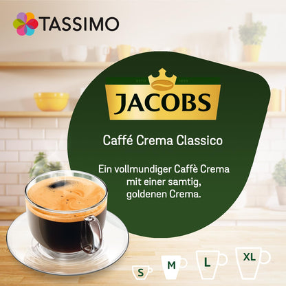 Tassimo Kapseln Jacobs Caffè Crema Classico, 5 X 16 Pads, 80 Kaffeekapseln