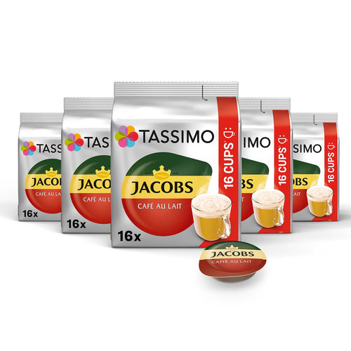 Tassimo Kapseln Jacobs Café Au Lait, 5 X 16 Pads, 80 Kaffeekapseln