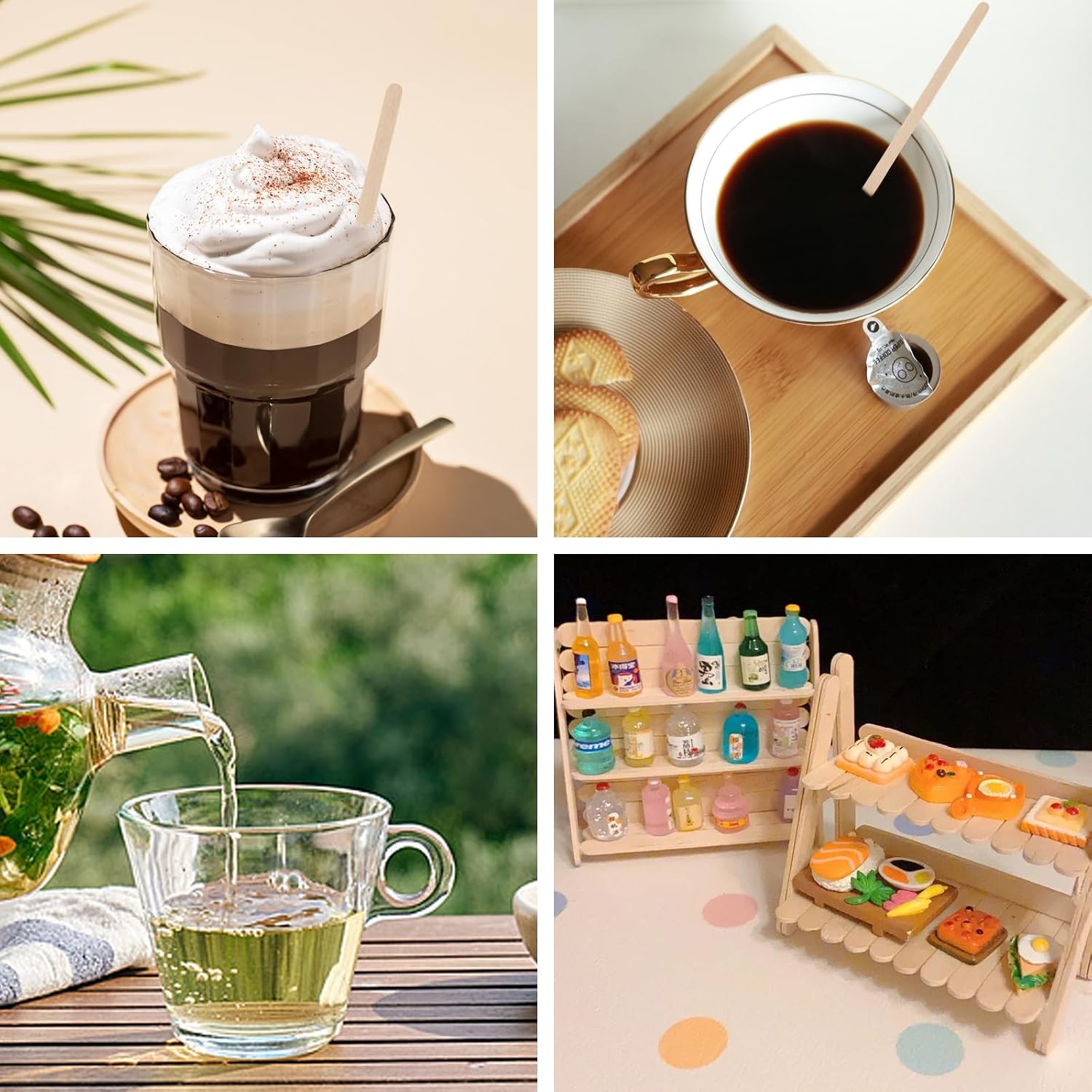 400 Stück Kaffeerührstäbchen, Verdickter Rührstäbchen 14 Cm Lange Aus Holz, Einweg Kaffeestäbchen Biologisch Abbaubar, Kaffee- Und Tee-Rührstäbe Für Kaffee Cocktails Heißes Getränk