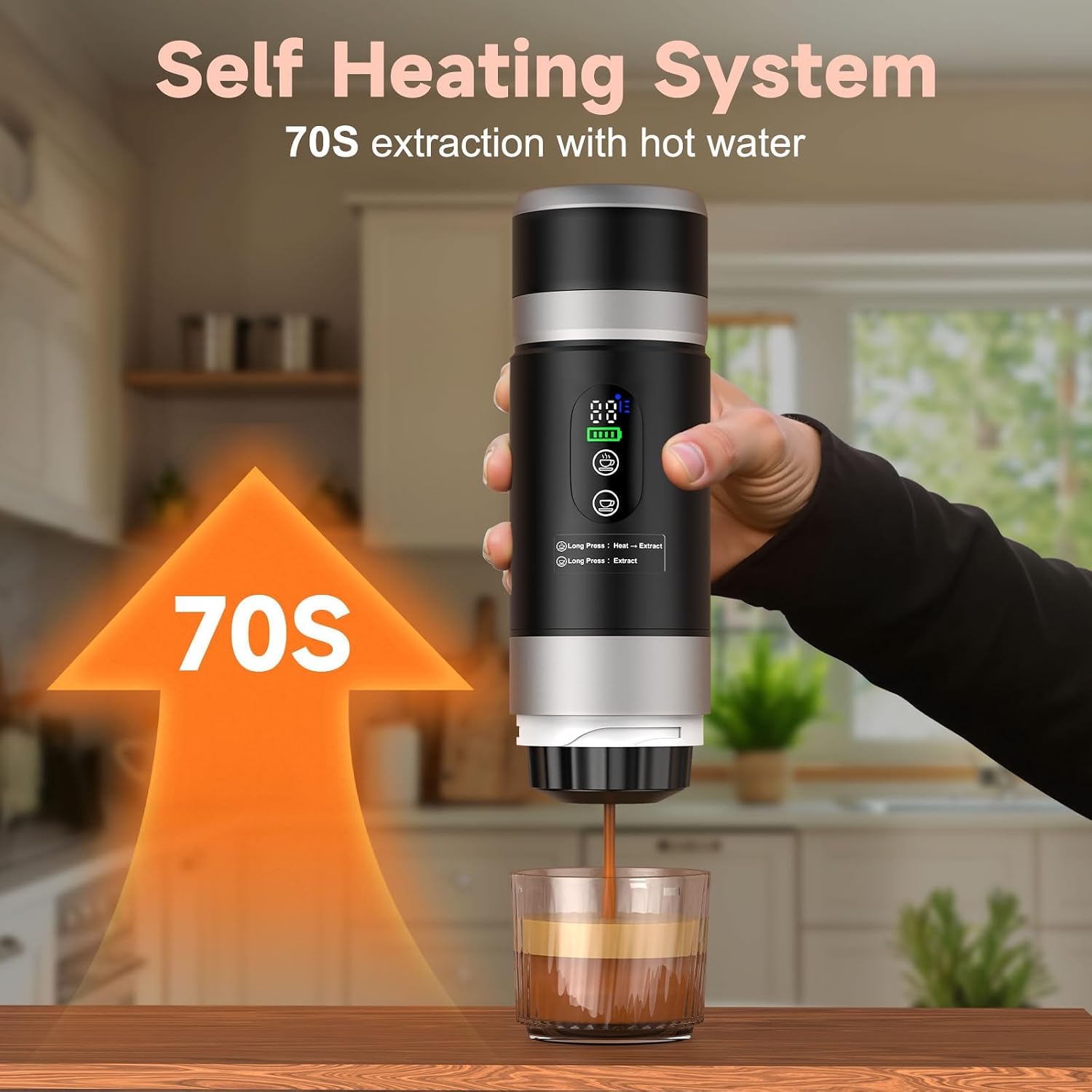 3 in 1 Akku Kaffeemaschine, Tragbare Kaffeemaschine Mit Herausnehmbarem Akku, Auto Kaffeemaschine Mit USB - C, Kompatibel Mit Kapsel Und Gemahlener Kaffee, Für Camping Und Wohnmobil Gadgets
