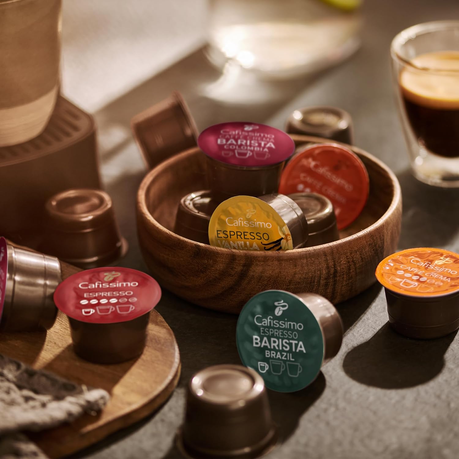 Tchibo Cafissimo Vorratsbox Caffè Crema Vollmundig Kaffeekapseln, 120 Stück – 4X 30 Kapseln (Kaffee, Ausgewogen Und Vollmundig), Nachhaltig & Fair Gehandelt