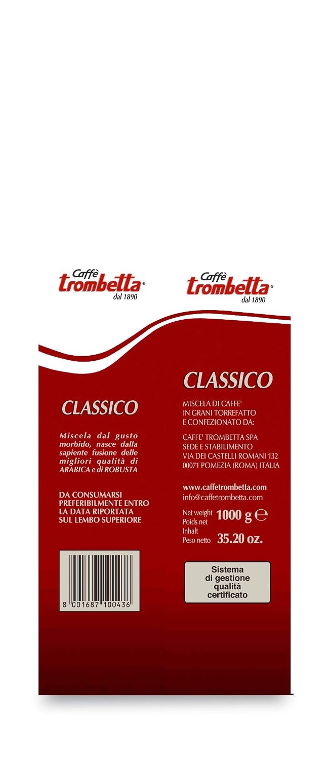 Caffè Trombetta Italien Kaffee Geröstete Kaffeebohnen, Klassisch. Eine Perfekte Harmonie Zwischen Aroma Und Körper - 1 Kg