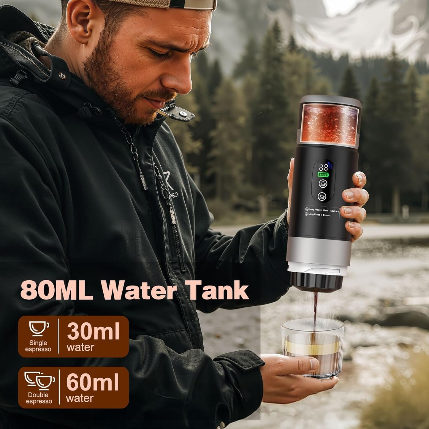3 in 1 Akku Kaffeemaschine, Tragbare Kaffeemaschine Mit Herausnehmbarem Akku, Auto Kaffeemaschine Mit USB - C, Kompatibel Mit Kapsel Und Gemahlener Kaffee, Für Camping Und Wohnmobil Gadgets