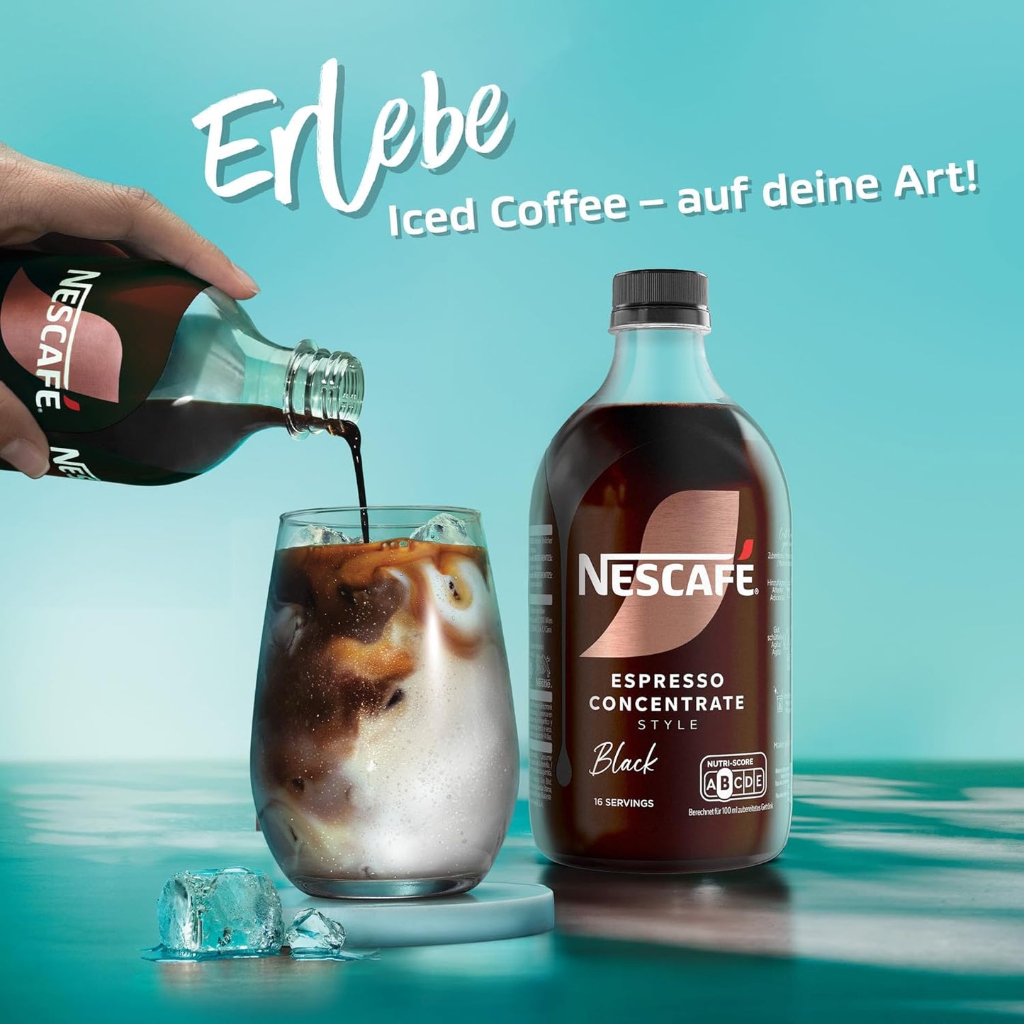NESCAFÉ Espresso Concentrate Style Black, Zuckerfreies Getränkekonzentrat Mit Löslichem Bohnenkaffee, 1Er Pack (1 X 500Ml) Einweg-Flasche