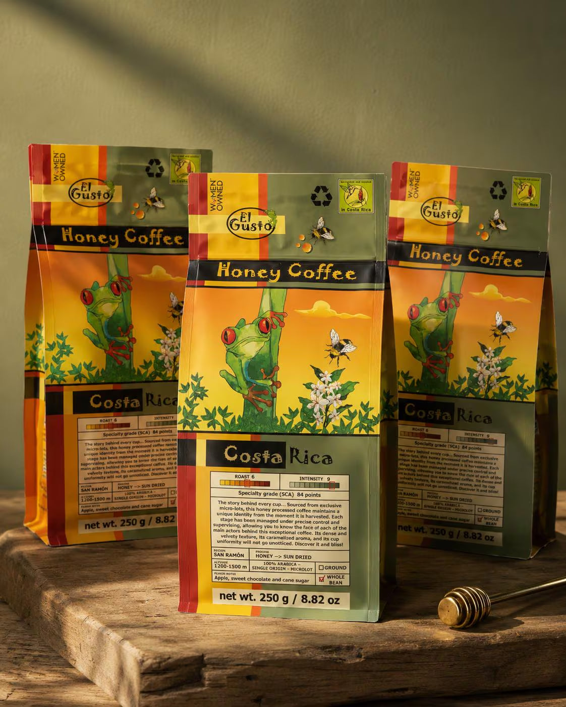 Honey Process Coffee Set 3×250G – Naturally Sweet Costa Rica Specialty Arabica – Whole Bean Single Origin – Coffee Lover Gift