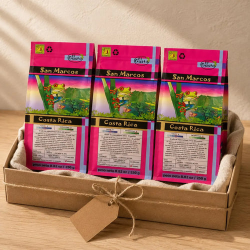 Kaffee-Geschenkset 3 × 250 g – Costa Rica Spezialitätenkaffee als ganze Bohne (Trio) – Preisgekrönter San Marcos Arabica – Geschenkbox für Kaffeeliebhaber, Damen & Herren